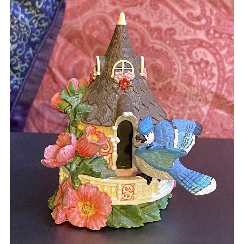 VTG HAMILTON COLLECTION BIRD HOUSE  BLUE JAY'S‎ MINARET FIGURINE PERFECT 1997